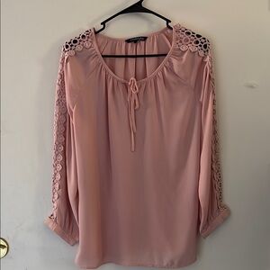 Chadwicks Pink Flutter Sleeve Blouse with Tie Front
